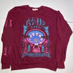 Urban Outfitters Acid Rock Woman’s Burgundy Crewneck Sweater Size S/M